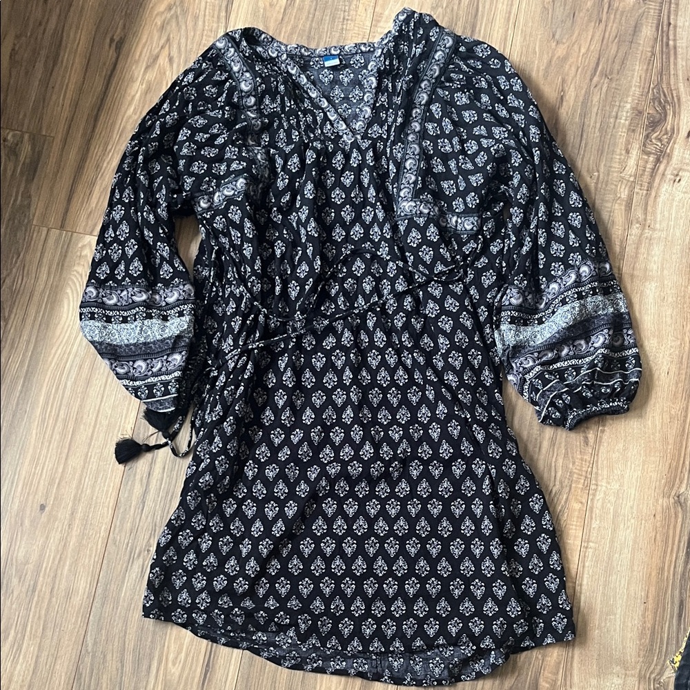 Old Navy Boho Black Paisley Women's S Dress